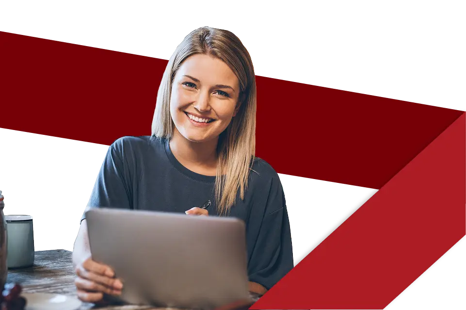Smiling blonde woman who just left Vertex a review for our plumbing service in Ephrata